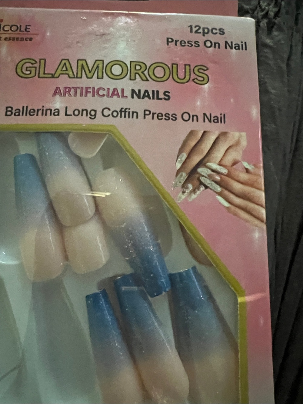 Glamorous Blue Ombre Ballerina Coffin Press-On Nails